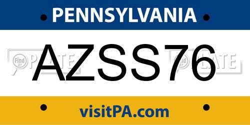 AZSS76 Pennsylvania License Plate