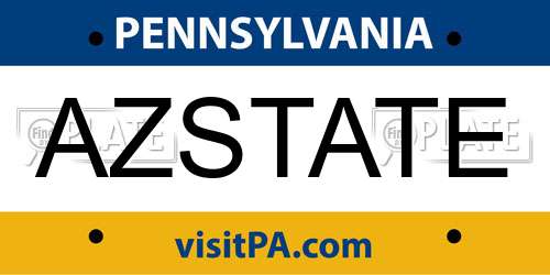 AZSTATE Pennsylvania License Plate