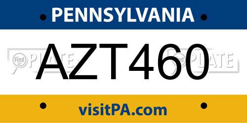AZT460 Pennsylvania License Plate