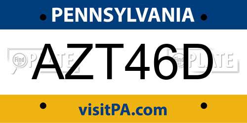 AZT46D Pennsylvania License Plate