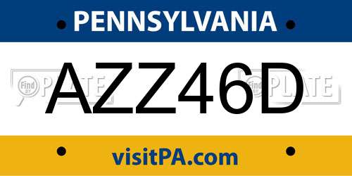 AZZ46D Pennsylvania License Plate