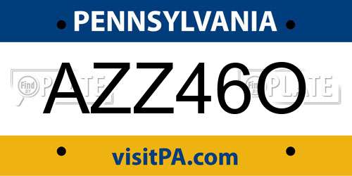 AZZ46O Pennsylvania License Plate