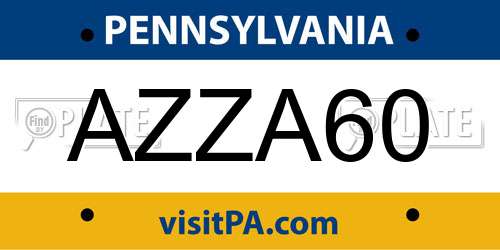 AZZA60 Pennsylvania License Plate
