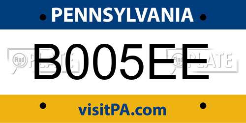 B005EE Pennsylvania License Plate