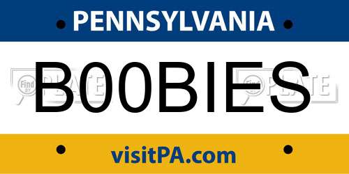B00BIES Pennsylvania License Plate