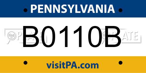 B0110B Pennsylvania License Plate