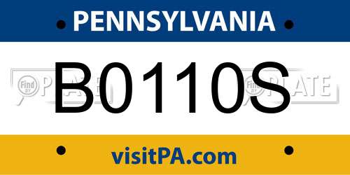 B0110S Pennsylvania License Plate