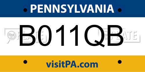 B011QB Pennsylvania License Plate