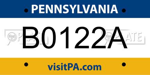 B0122A Pennsylvania License Plate