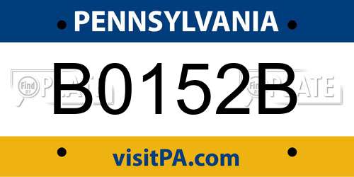B0152B Pennsylvania License Plate