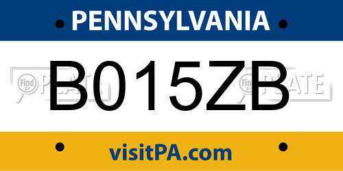 B015ZB Pennsylvania License Plate