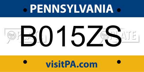 B015ZS Pennsylvania License Plate
