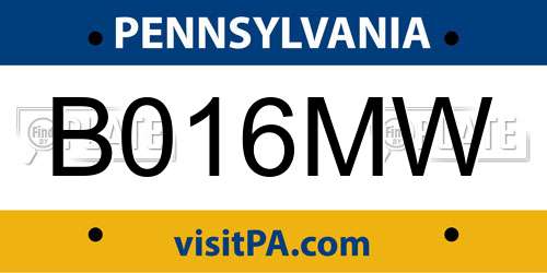 B016MW Pennsylvania License Plate