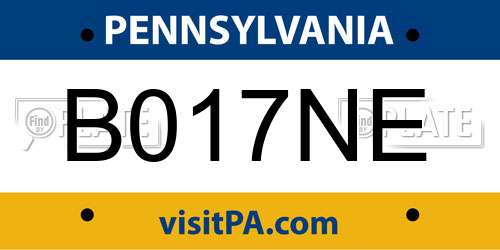 B017NE Pennsylvania License Plate