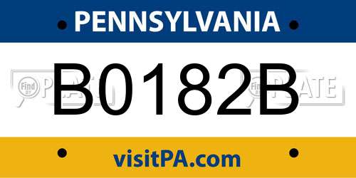 B0182B Pennsylvania License Plate