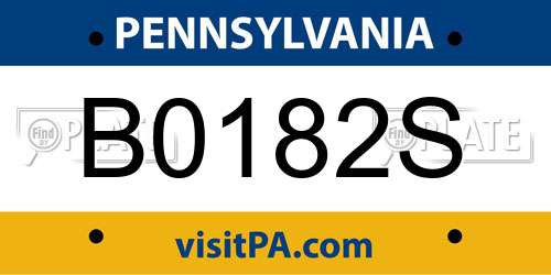 B0182S Pennsylvania License Plate