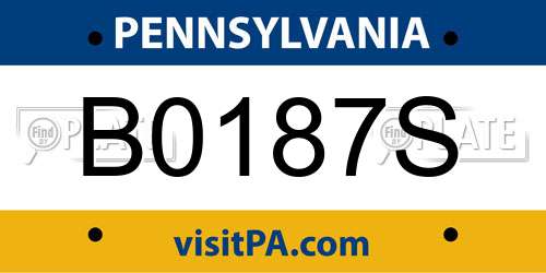 B0187S Pennsylvania License Plate