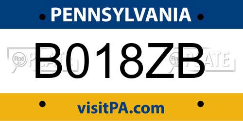B018ZB Pennsylvania License Plate