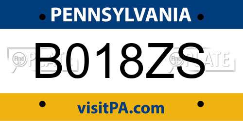 B018ZS Pennsylvania License Plate