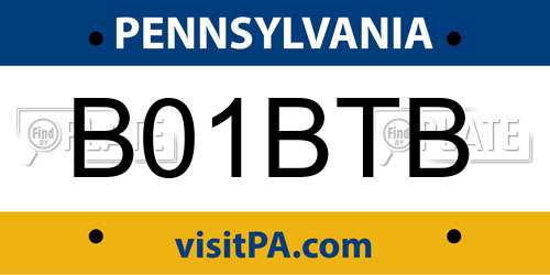 B01BTB Pennsylvania License Plate