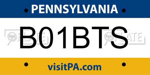 B01BTS Pennsylvania License Plate