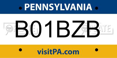 B01BZB Pennsylvania License Plate