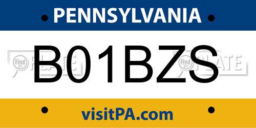 B01BZS Pennsylvania License Plate