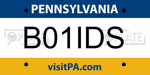 B01IDS Pennsylvania License Plate
