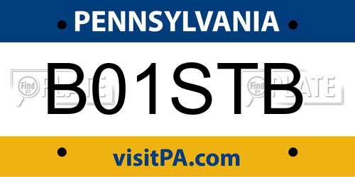 B01STB Pennsylvania License Plate