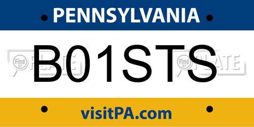 B01STS Pennsylvania License Plate