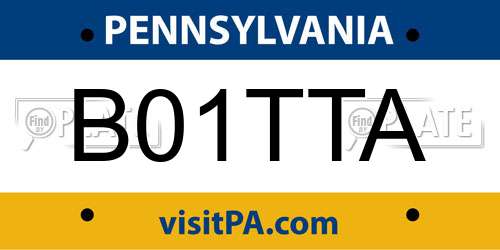 B01TTA Pennsylvania License Plate