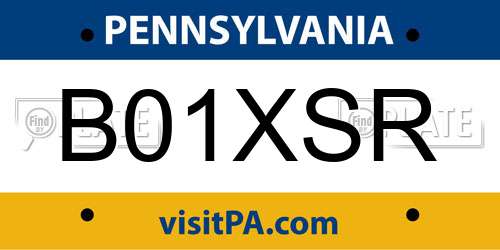 B01XSR Pennsylvania License Plate