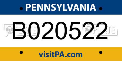 B020522 Pennsylvania License Plate
