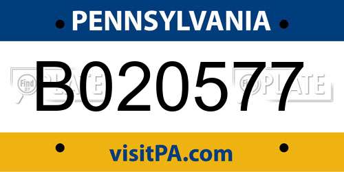 B020577 Pennsylvania License Plate