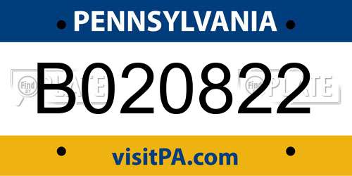 B020822 Pennsylvania License Plate