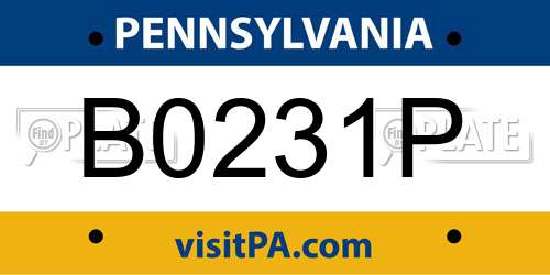 B0231P Pennsylvania License Plate