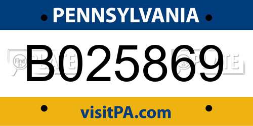 B025869 Pennsylvania License Plate