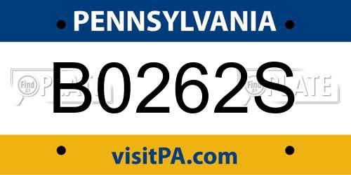 B0262S Pennsylvania License Plate