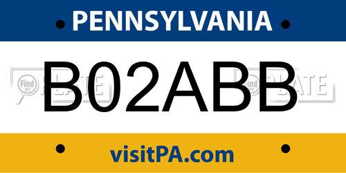 B02ABB Pennsylvania License Plate