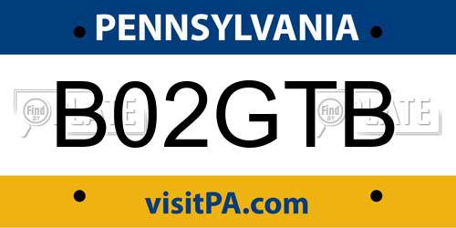 B02GTB Pennsylvania License Plate