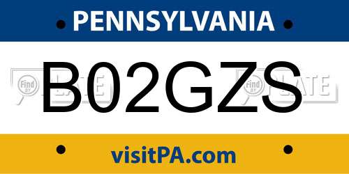 B02GZS Pennsylvania License Plate