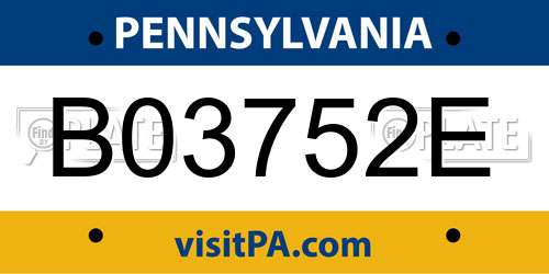 B03752E Pennsylvania License Plate
