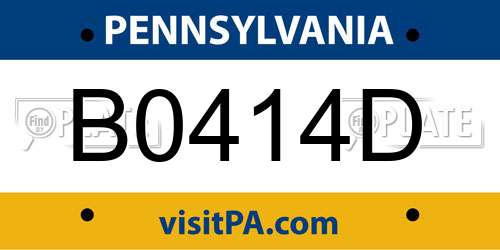 B0414D Pennsylvania License Plate