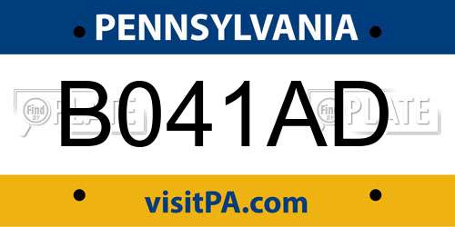 B041AD Pennsylvania License Plate