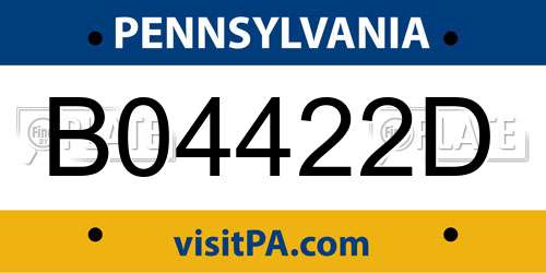 B04422D Pennsylvania License Plate