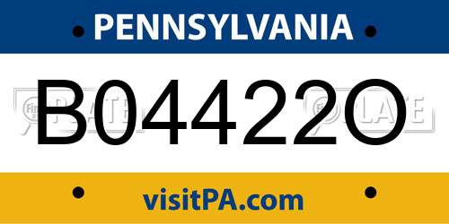 B04422O Pennsylvania License Plate