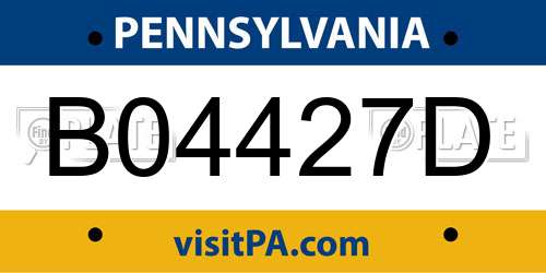 B04427D Pennsylvania License Plate