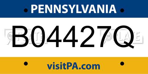 B04427Q Pennsylvania License Plate