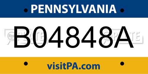 B04848A Pennsylvania License Plate