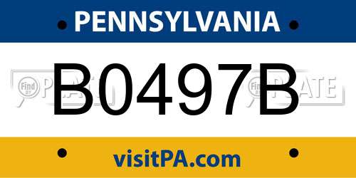B0497B Pennsylvania License Plate